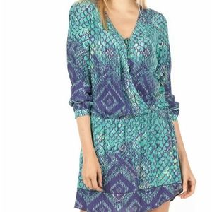 Hale Bob Dress Size S Mermaid Print Vneck LS